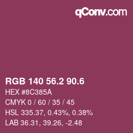 カラーコード: RGB 140 56.2 90.6 | qconv.com