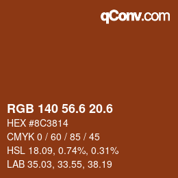 カラーコード: RGB 140 56.6 20.6 | qconv.com