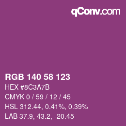 カラーコード: RGB 140 58 123 | qconv.com