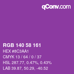 カラーコード: RGB 140 58 161 | qconv.com
