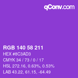カラーコード: RGB 140 58 211 | qconv.com