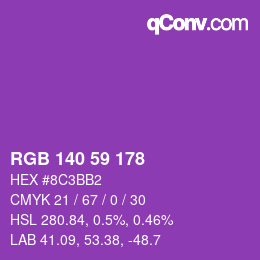 Color code: RGB 140 59 178 | qconv.com