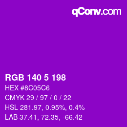 Color code: RGB 140 5 198 | qconv.com