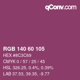 Color code: RGB 140 60 105 | qconv.com