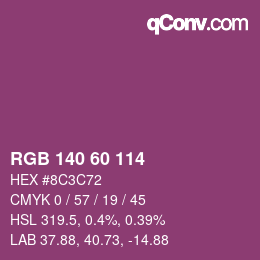 颜色代码: RGB 140 60 114 | qconv.com