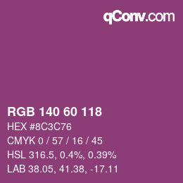 カラーコード: RGB 140 60 118 | qconv.com