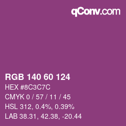 カラーコード: RGB 140 60 124 | qconv.com