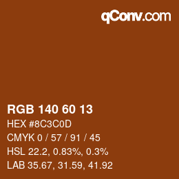 颜色代码: RGB 140 60 13 | qconv.com