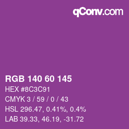 颜色代码: RGB 140 60 145 | qconv.com