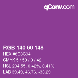 颜色代码: RGB 140 60 148 | qconv.com