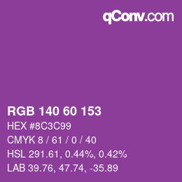 カラーコード: RGB 140 60 153 | qconv.com