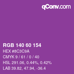 カラーコード: RGB 140 60 154 | qconv.com