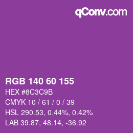 颜色代码: RGB 140 60 155 | qconv.com