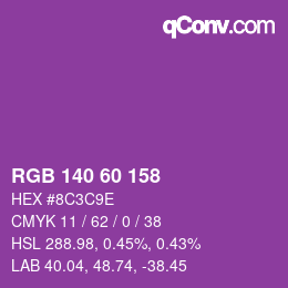 Color code: RGB 140 60 158 | qconv.com