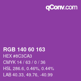 カラーコード: RGB 140 60 163 | qconv.com