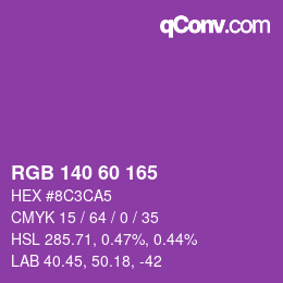 颜色代码: RGB 140 60 165 | qconv.com