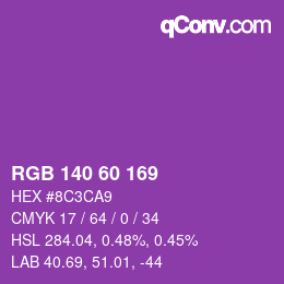 颜色代码: RGB 140 60 169 | qconv.com