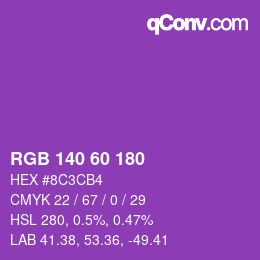 カラーコード: RGB 140 60 180 | qconv.com