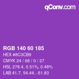 颜色代码: RGB 140 60 185 | qconv.com