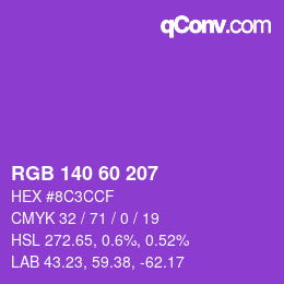 カラーコード: RGB 140 60 207 | qconv.com