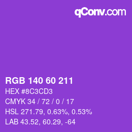 颜色代码: RGB 140 60 211 | qconv.com