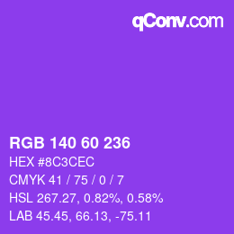 颜色代码: RGB 140 60 236 | qconv.com