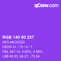 カラーコード: RGB 140 60 237 | qconv.com