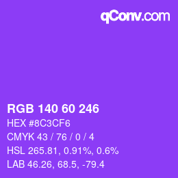颜色代码: RGB 140 60 246 | qconv.com