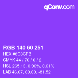 Color code: RGB 140 60 251 | qconv.com