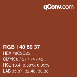 カラーコード: RGB 140 60 37 | qconv.com