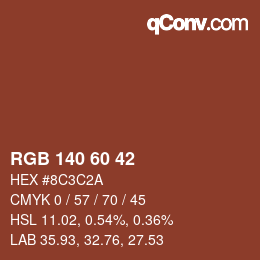 カラーコード: RGB 140 60 42 | qconv.com