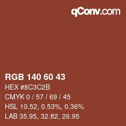 Color code: RGB 140 60 43 | qconv.com