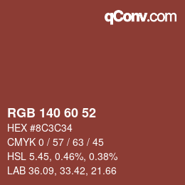 カラーコード: RGB 140 60 52 | qconv.com
