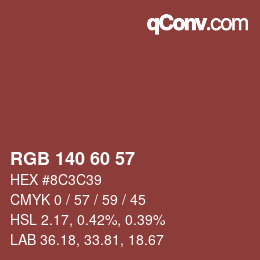 カラーコード: RGB 140 60 57 | qconv.com