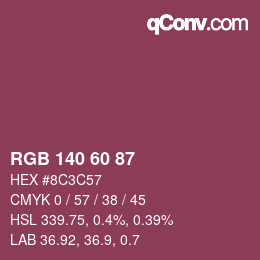 カラーコード: RGB 140 60 87 | qconv.com