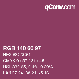 カラーコード: RGB 140 60 97 | qconv.com