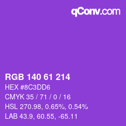 颜色代码: RGB 140 61 214 | qconv.com