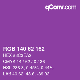 Color code: RGB 140 62 162 | qconv.com