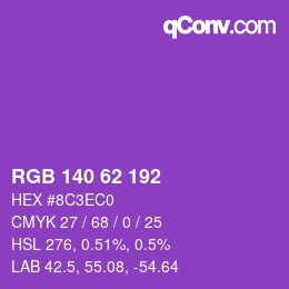 Color code: RGB 140 62 192 | qconv.com