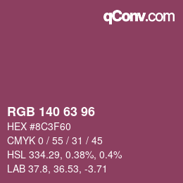 Color code: RGB 140 63 96 | qconv.com