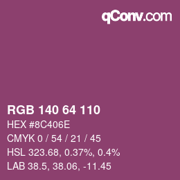 颜色代码: RGB 140 64 110 | qconv.com