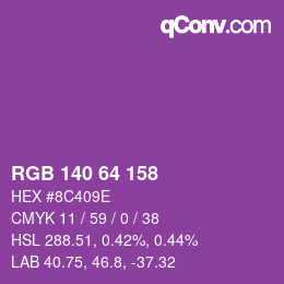 カラーコード: RGB 140 64 158 | qconv.com