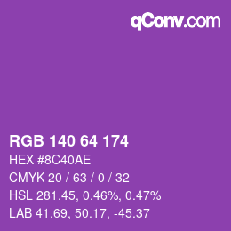 Color code: RGB 140 64 174 | qconv.com