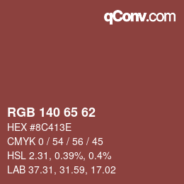 カラーコード: RGB 140 65 62 | qconv.com