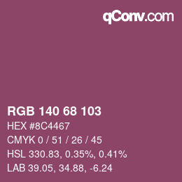 Color code: RGB 140 68 103 | qconv.com