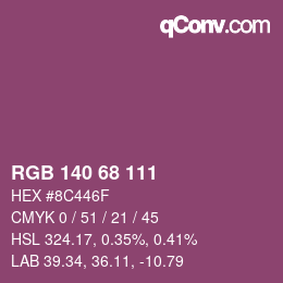 Color code: RGB 140 68 111 | qconv.com