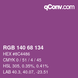 Color code: RGB 140 68 134 | qconv.com