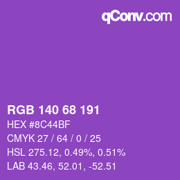 カラーコード: RGB 140 68 191 | qconv.com