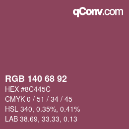 カラーコード: RGB 140 68 92 | qconv.com