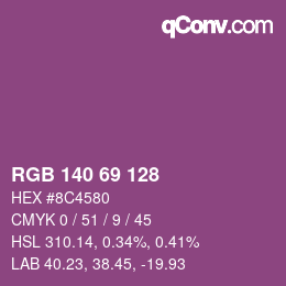 颜色代码: RGB 140 69 128 | qconv.com
